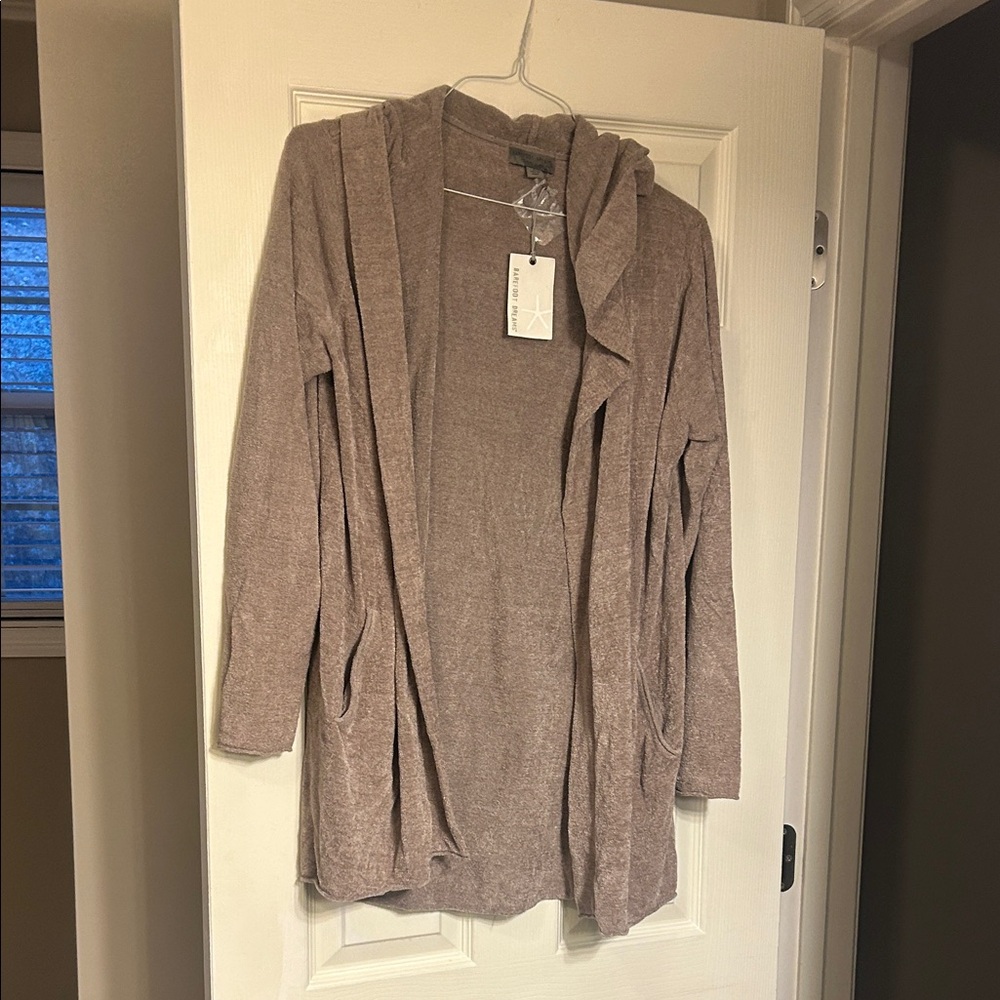 Barefoot Dreams Hooded Cardigan - Light Brown